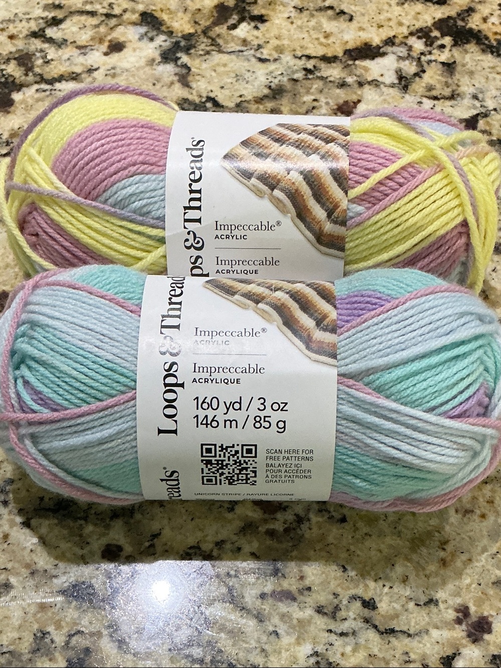 Loops & Threads Impeccable Pastel Acrylic Yarn - Mint, Pink & Yellow